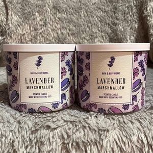 Bath and Body Works Lavender Marshmallow Candles Bundle of 2